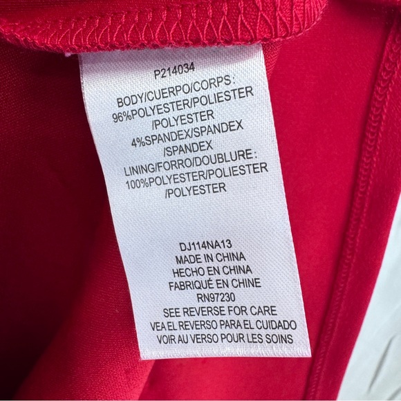 Almost Famous Red Dress Size Large Bodycon Asymmetrical Hem Ruffle NWT Valentine - Picture 13 of 16